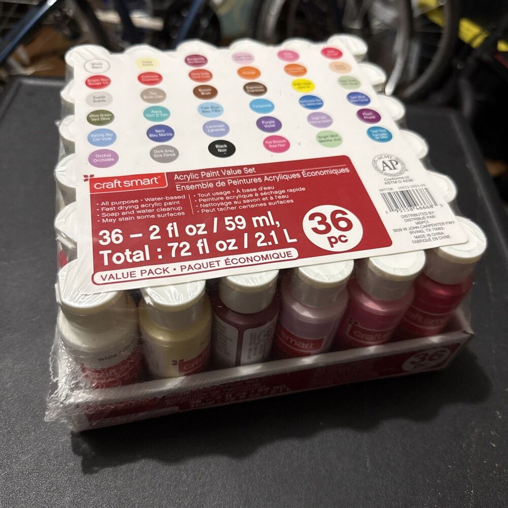 Craft Smart 36-Color Acrylic Paint Value Set, 2oz Bottles, Assorted